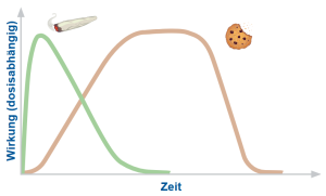 Grafik Unterschied Wirkung THC nach Konsum als Keks oder Joint_DE