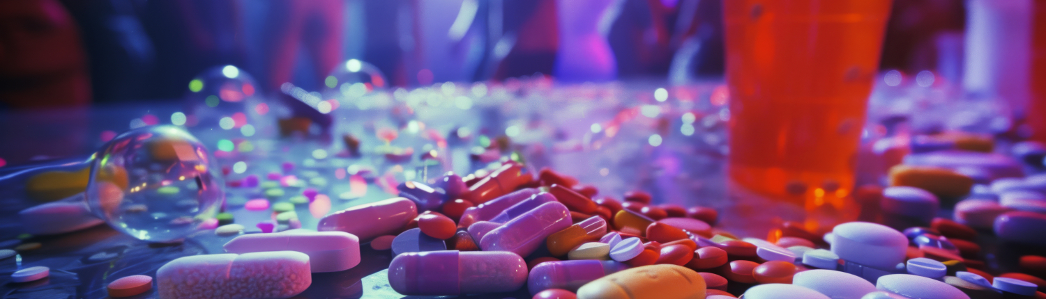Party drugs and pills at a concert