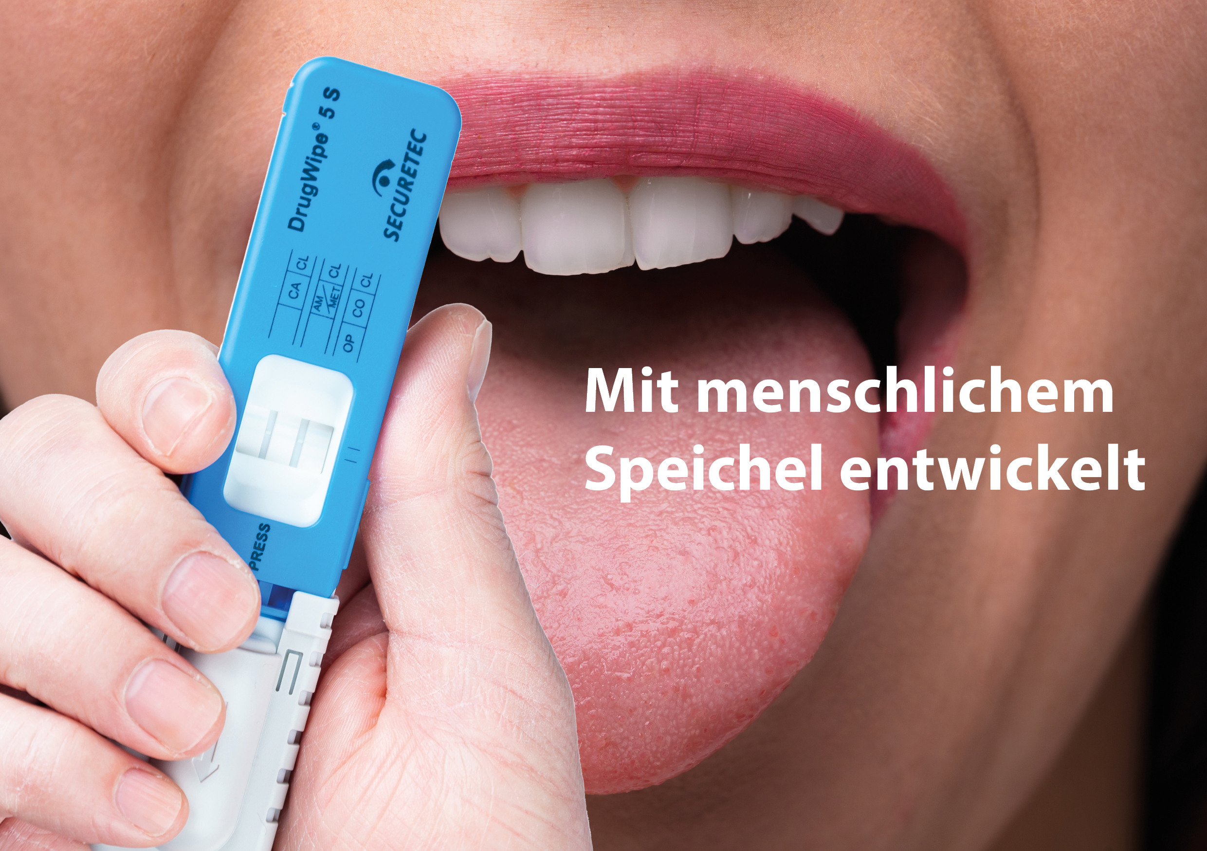 DrugWipe® 5 S Detailaufnahme mit menschlichem Speichel entwickelt DrugWipe® 5 S Detailaufnahme mit menschlichem Speichel entwickelt